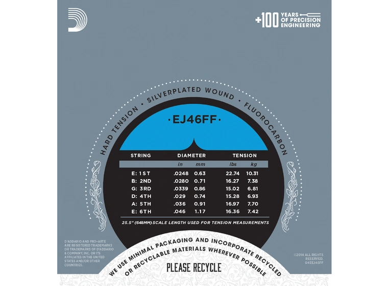 D'Addario EJ46FF Pro Arte Dyna/Carbon (0248-046) Hard Tension 